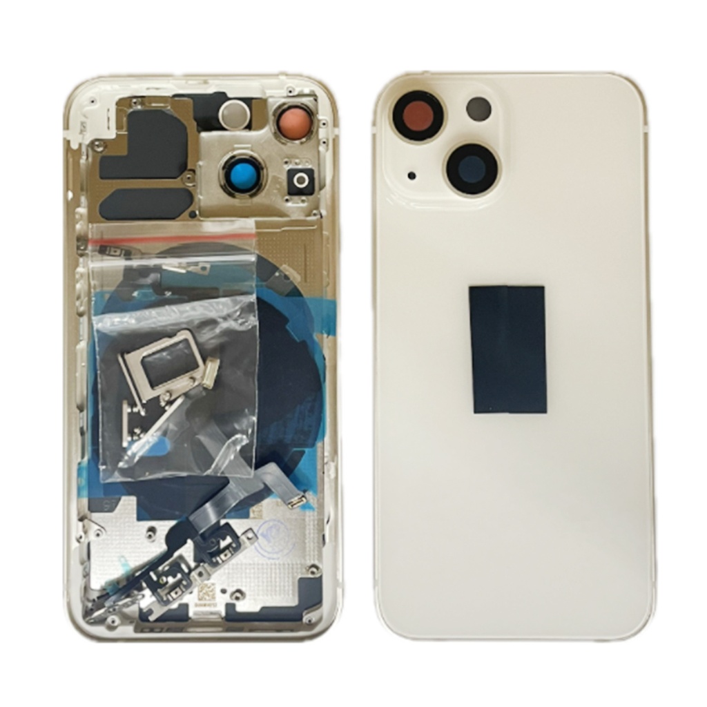 Moldura iPhone 13 mini + capa traseira + carregamento sem fio branco