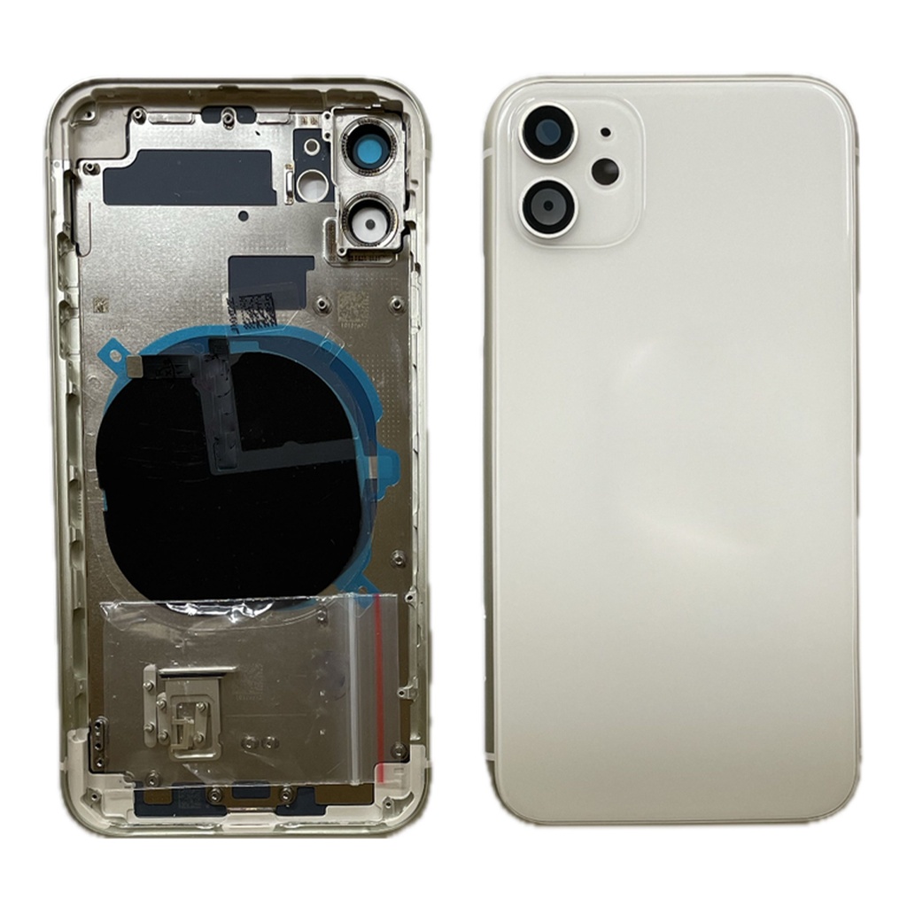 Moldura iPhone 11 + capa traseira + carregamento sem fio branco