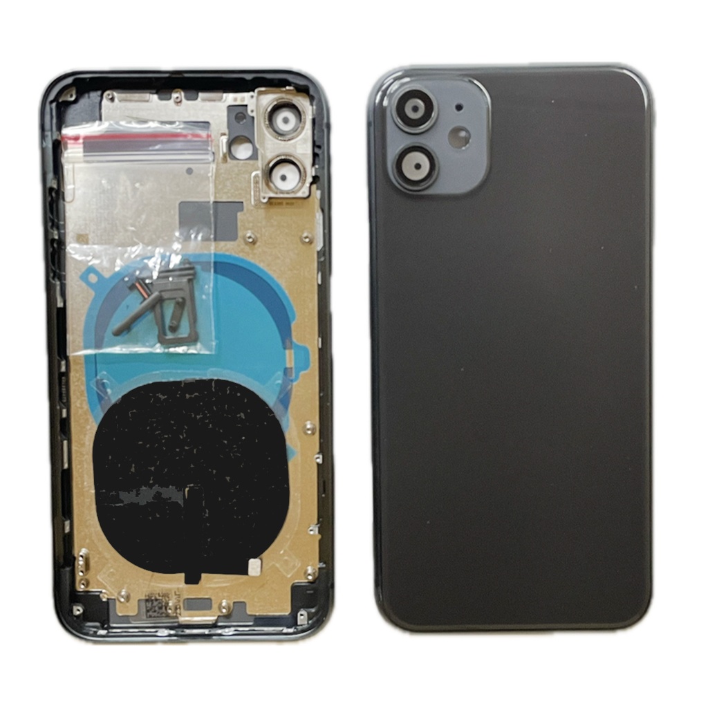 Moldura iPhone 11+capa traseira+carregamento sem fio preto