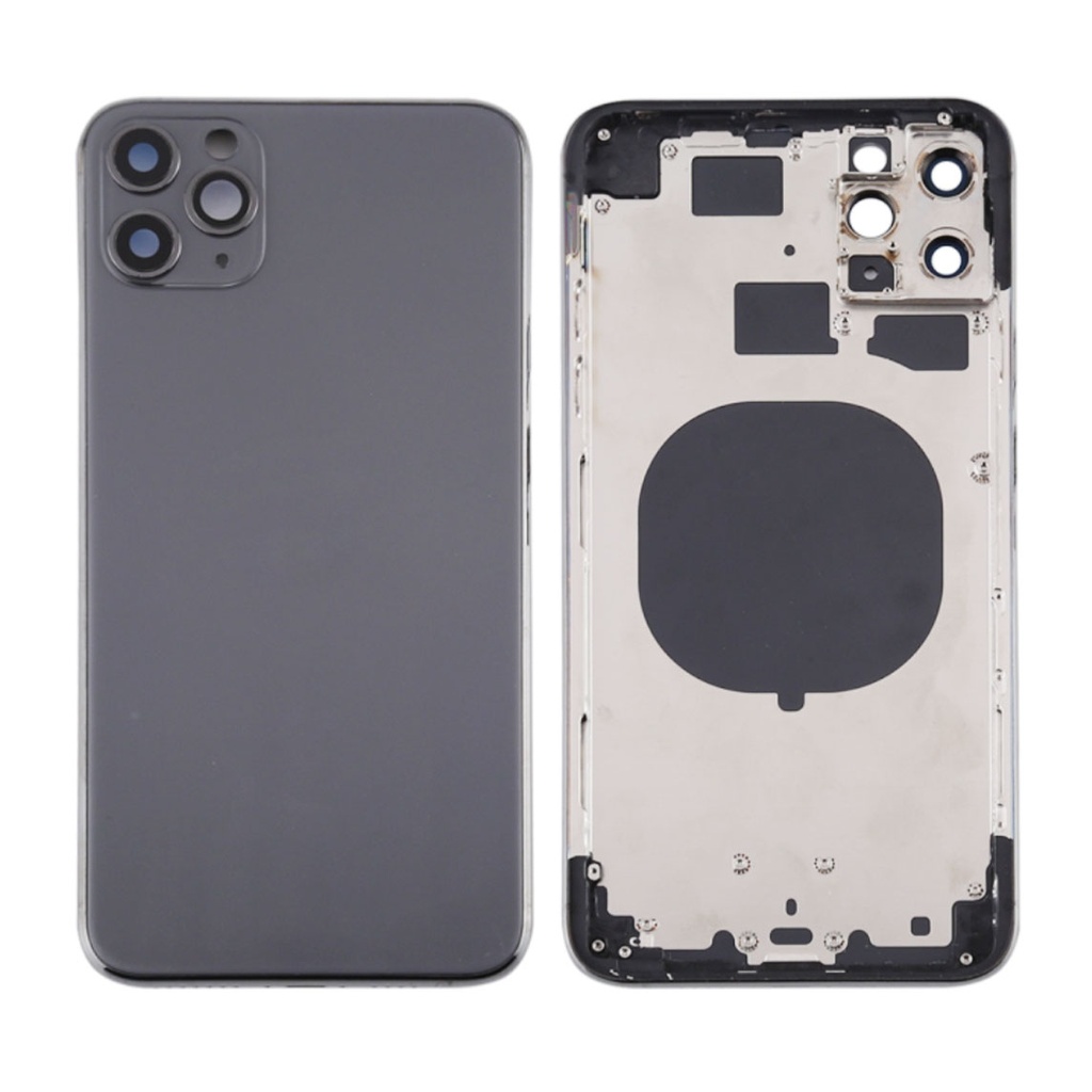 Moldura intermediária do iPhone 11 Pro Max com vidro integrado preto
