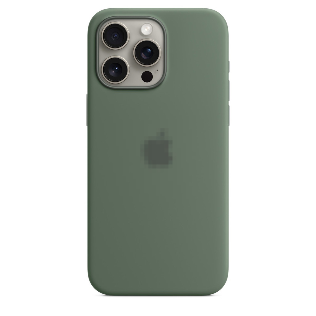 Capa de silicone MagSafe especial para iPhone 15 Pro Max, verde pinho e cipreste