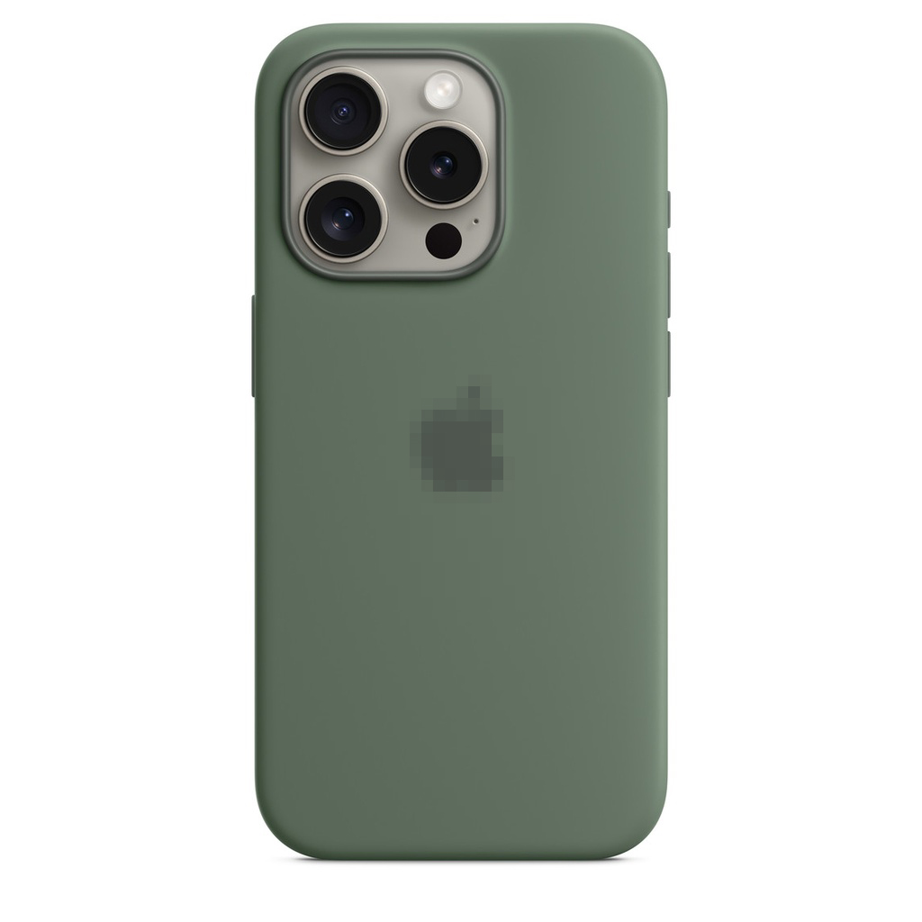 Capa de silicone MagSafe especial para iPhone 15 Pro, verde pinho e cipreste
