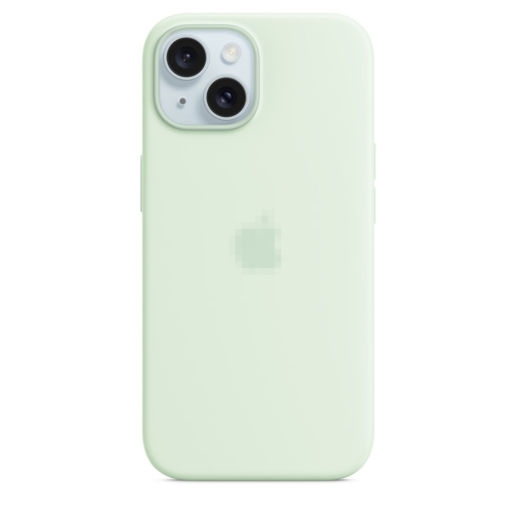 Capa protetora de silicone MagSafe para iPhone 15 cor menta clara