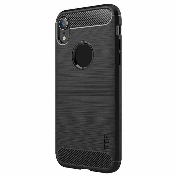 Capa protetora de fibra de carbono escovada para iPhone XR