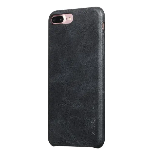 Capa de couro retrô para iPhone 8 Plus preta