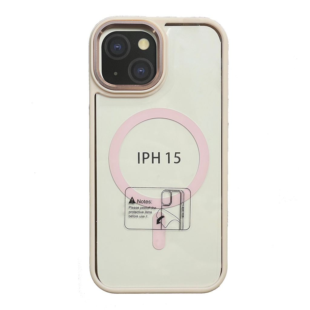 Capa de carregamento magnético para iPhone 15 rosa