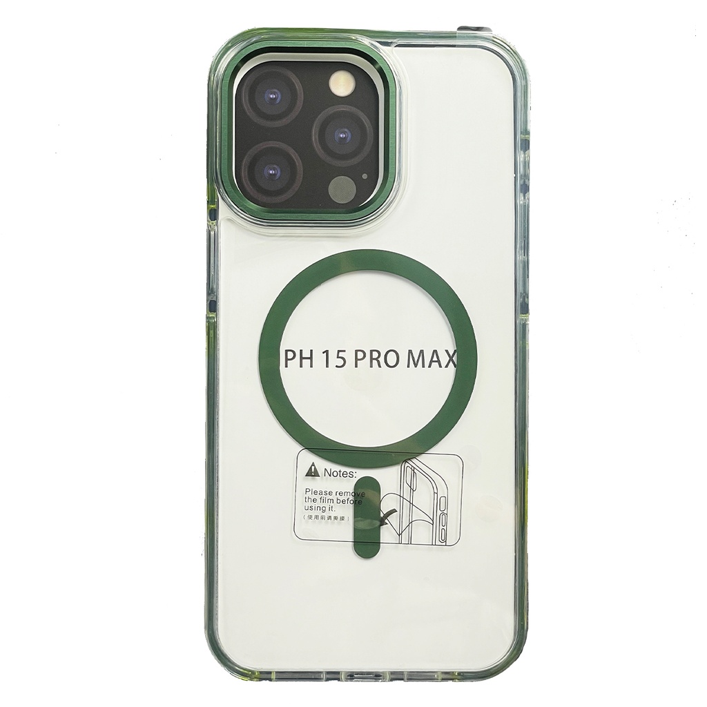 Capa de carregamento magnético verde para iPhone 15promax