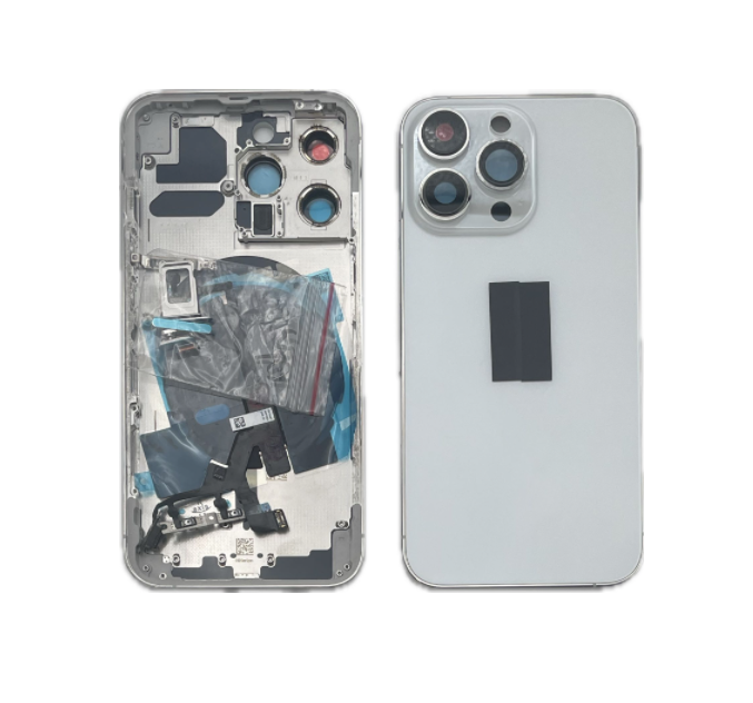 Moldura iPhone 14 Pro + capa traseira + carregamento sem fio branco