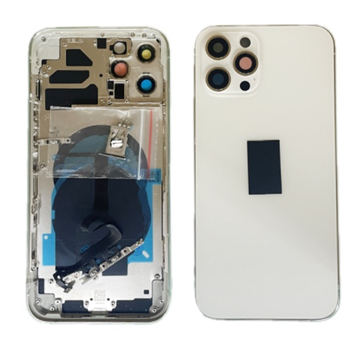 Moldura iPhone 12 Pro Max + capa traseira + carregamento sem fio branco