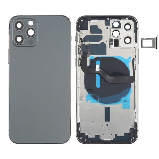 Moldura iPhone 12 Pro Max + capa traseira + carregamento sem fio preto