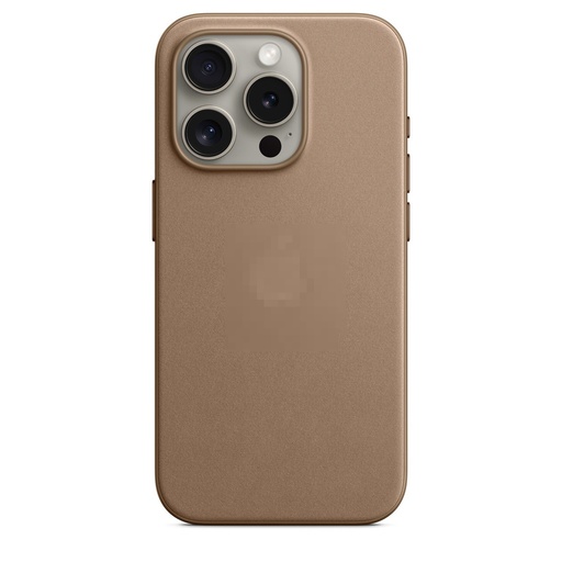 Capa protetora exclusiva MagSafe em sarja trançada marrom claro para iPhone 15 Pro