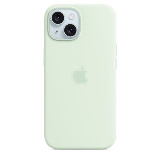 Capa protetora de silicone MagSafe para iPhone 15 cor menta clara