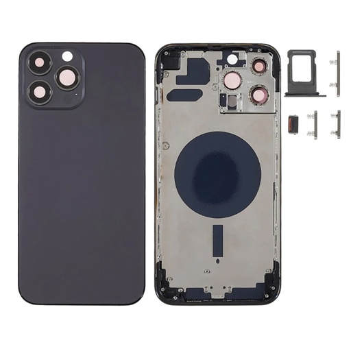 Moldura intermediária de vidro integrada para iPhone 13 Pro Max, preta